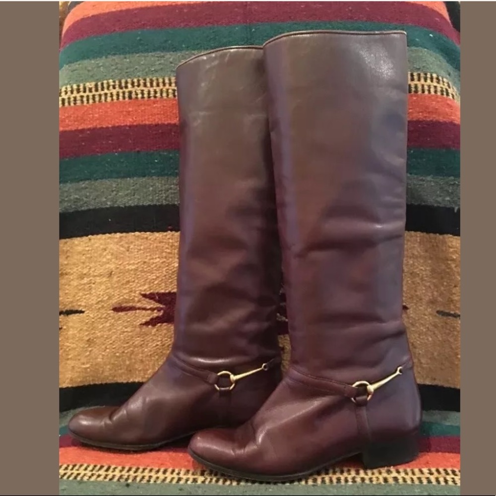GUCCI Beautiful Brown Equestrian Horse Bit Riding Boots Sz 6 made in Italy RARE! - Picture 6 of 8